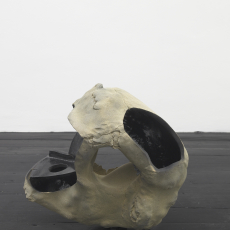 István Szabó, Untitled [Large Boulder], 2017. Ceramic, ongobe with vanadium oxide, black varnish, approx. 52 x 56 x 36 cm