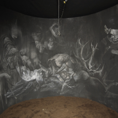 Krzysztof Gil, 'Tajsa', excerpt of the installation, Iron, timber, canvas, string, ink, chalk, soil, sound system, light,  250  x 300 x 300 cm